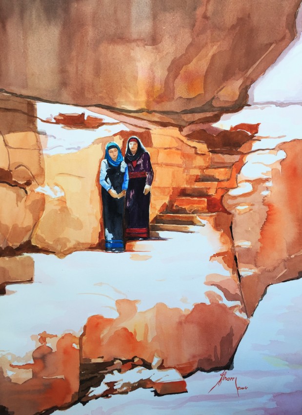 ام وإبنتها البدويتان في ألبتراء