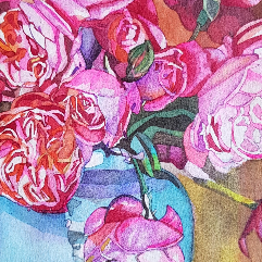 Roses in Turquoise Vase