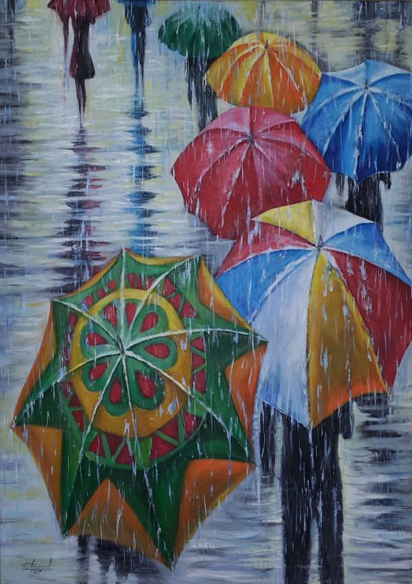 مظلات في المطر
