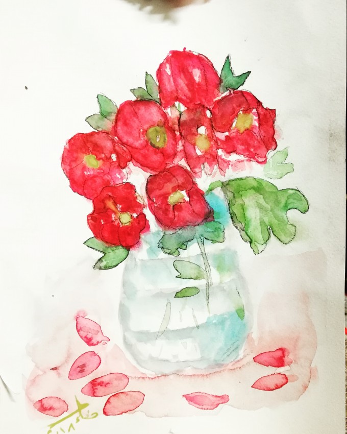 Vase Of Red Flowers