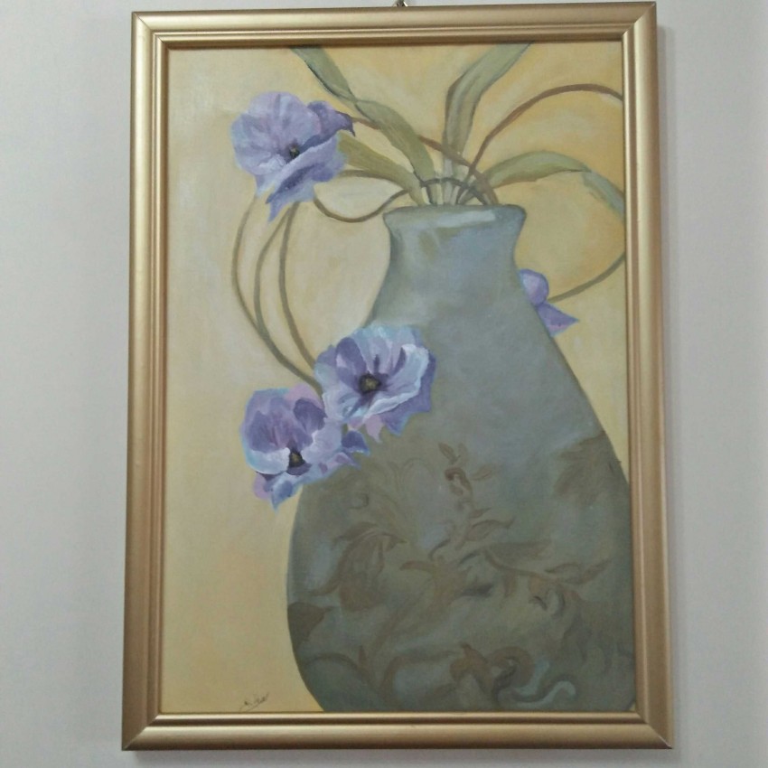 Vase with Purple Flowers