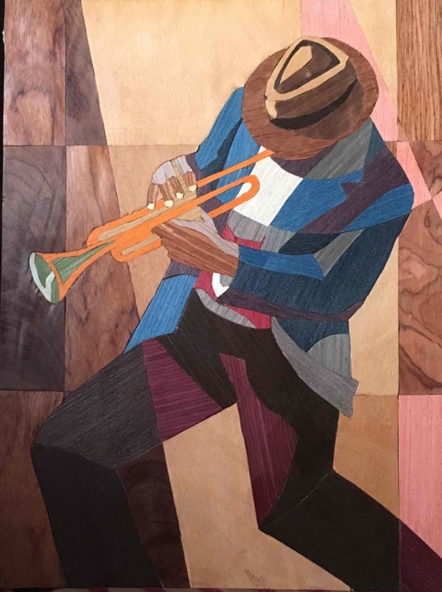 The Jazz Player (Marquetry Wood Veneer)