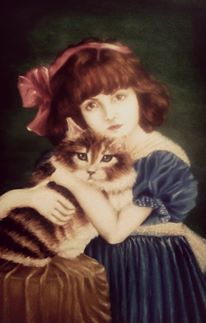 الفتاة والقط
