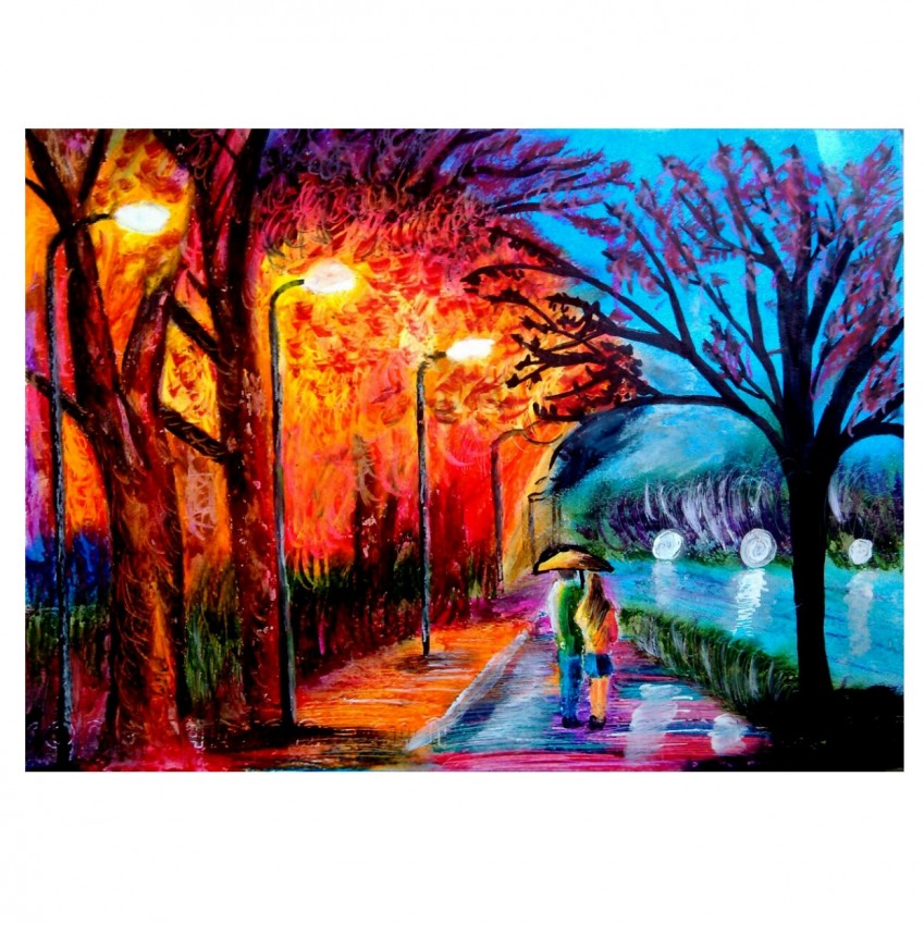 Romantic Night (Oil Pastel)