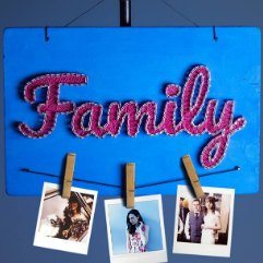 Wooden Hanger For Family Photos (String Art)