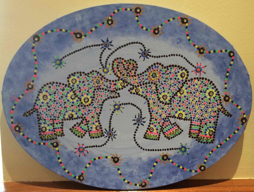Two Dancing Elephants (Dotting Art)