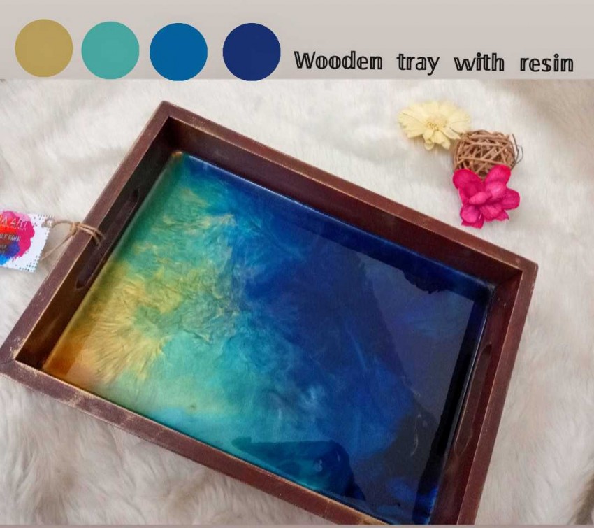 Wooden Tray With Resin