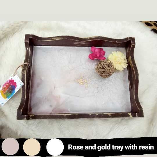 Rose Gold Tray With Resin