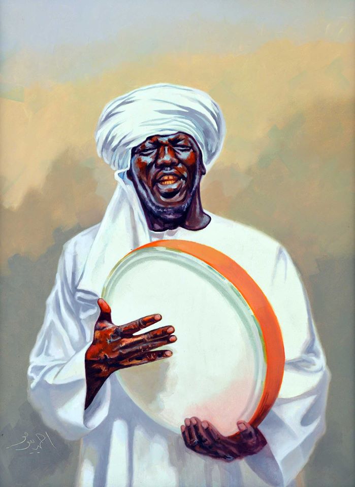 Nubian Musician Player Playing Duff