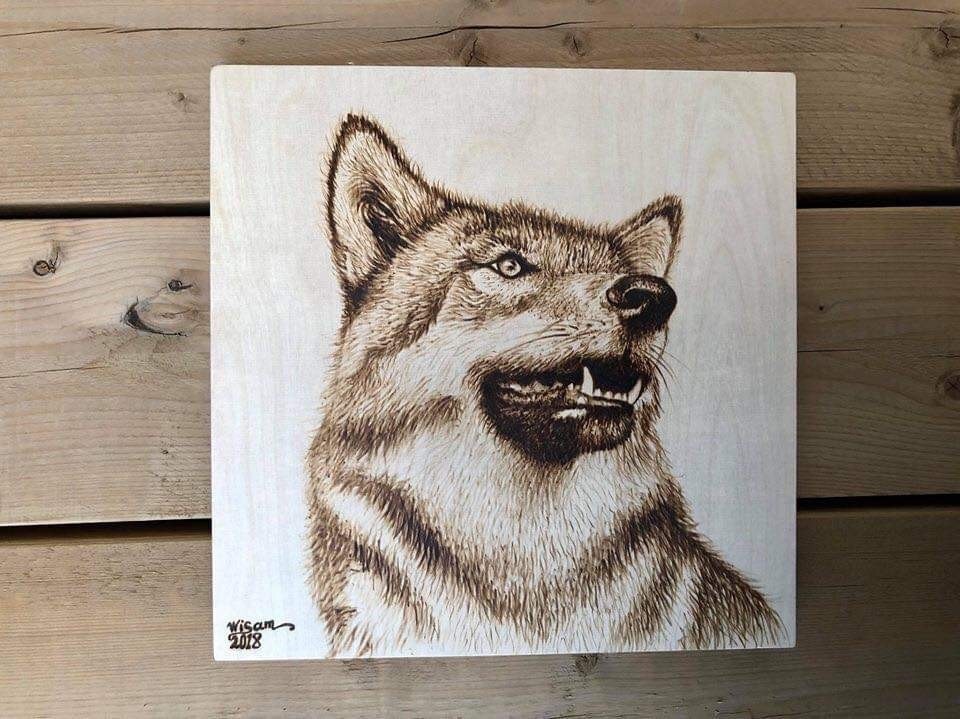 Wolf (Burning On Wood)