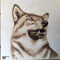 Wolf (Burning On Wood)