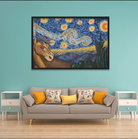 Horse Under The Starry Night