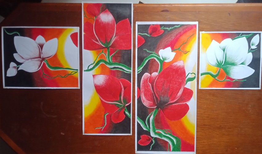 Group Of 4 Paintings Pencil Colors
