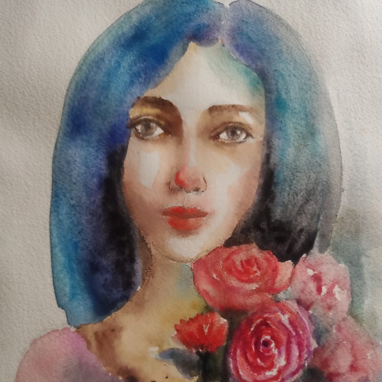 Girl And Flowers