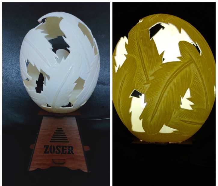 Carved Ostrich  Egg Lighting Unit