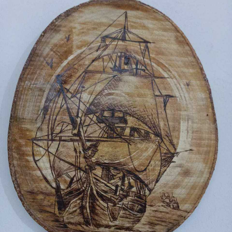 Sailing (Burning On Wood Art)