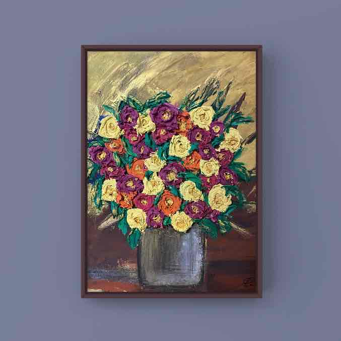 Roses In A Vase (Impasto Painting)