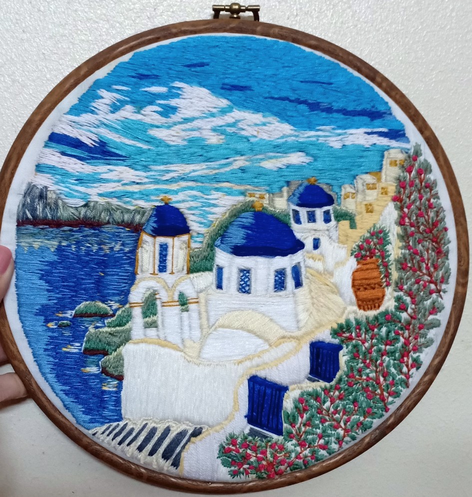 Santorini, Greece, Embroidery Hoop