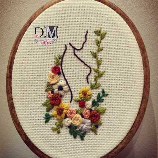 Flowers Girl Embroidery Hoop