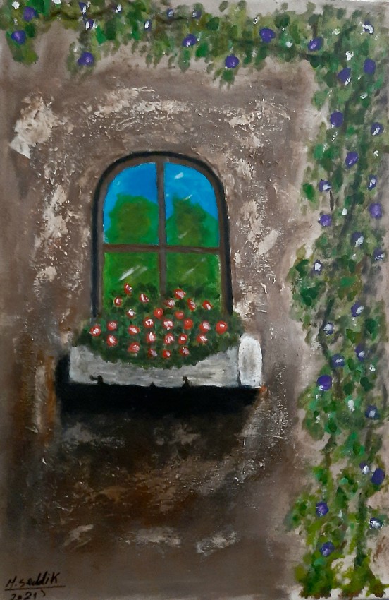 Old Window With Flowers