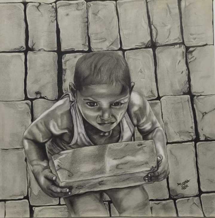 Poor child , child labour | Poor children, Pen sketch, Child labor