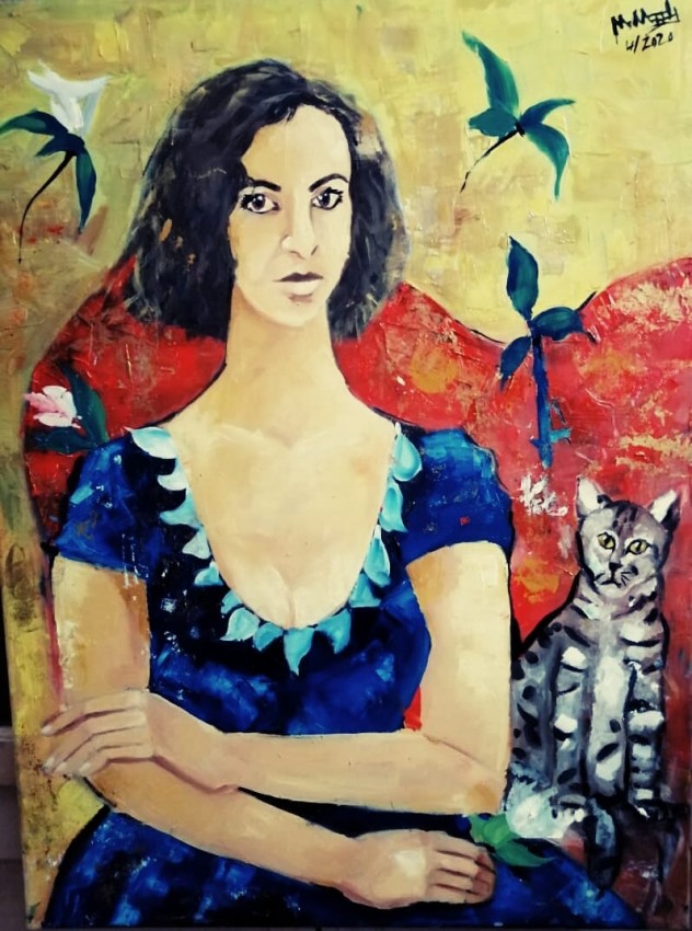 Woman Sitting With Her Cat