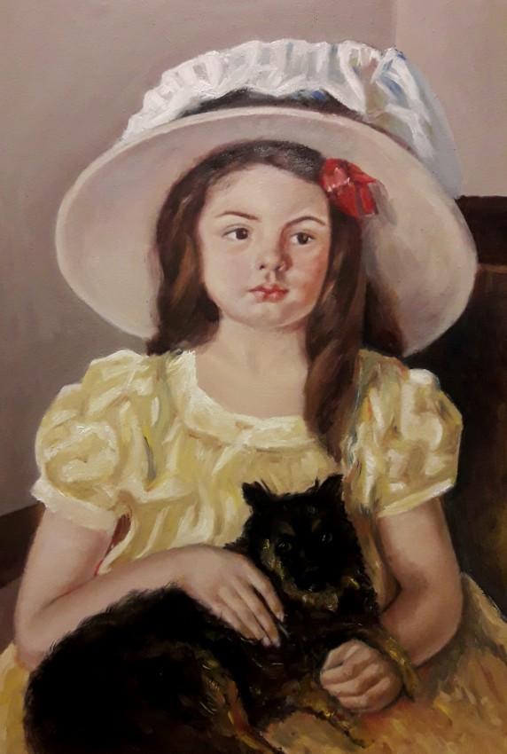 Francoise Holding a Little Black Dog (Copied)
