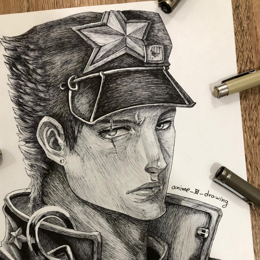 Realistic illustration of jotaro kujo