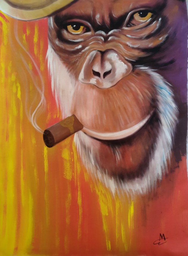 Chimpanzee With A Cigar