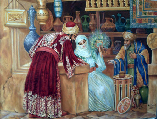 Arab Woman In The Pottery Shop