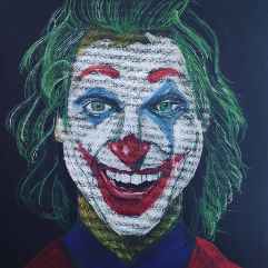 Joker on black paper