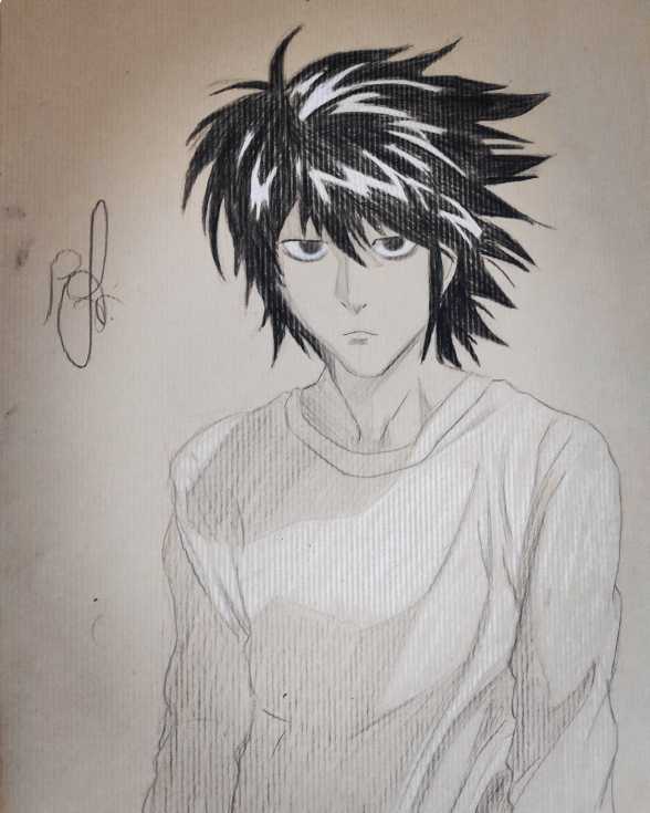black.white.neutral — fanart of L Lawliet from Death Note. medium used:...
