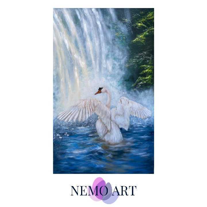 Swan In The Waterfall