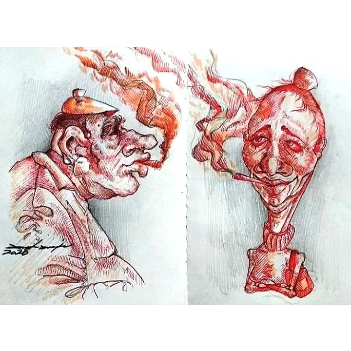 رجل و امرأة يدخنان