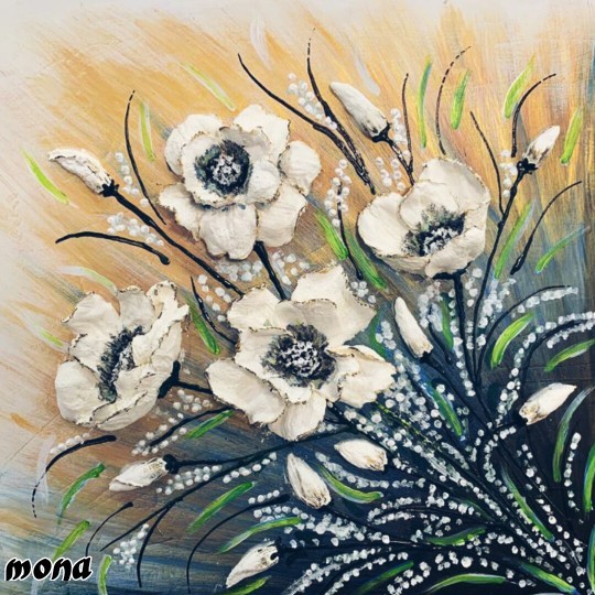 White Flowers (Sculpture Painting)