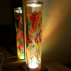Hand Painted Crystal Lit Table Lamp